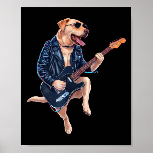 Labrador Retriever Rock Star Gitarrist Electric Gu Poster