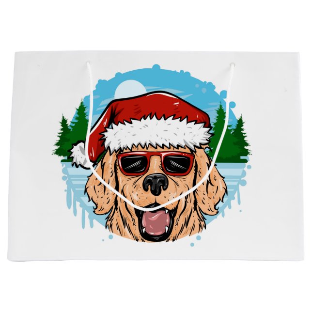 Labrador Retriever santa claus hat illustration Große Geschenktüte (Vorderseite)