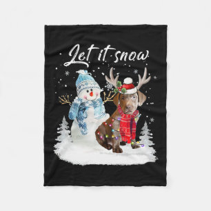 Labrador Retriever Santa Dog Christmas Snowman Xma Fleecedecke
