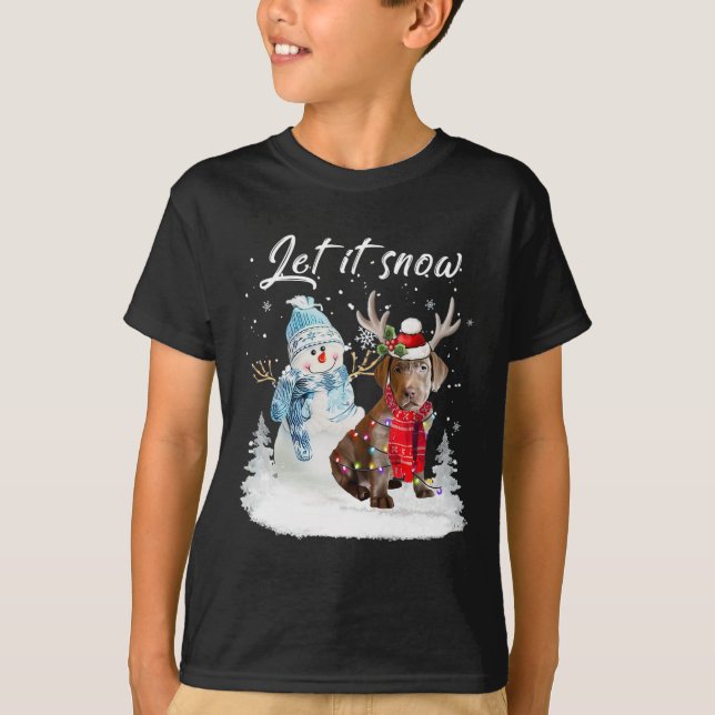 Labrador Retriever Santa Dog Christmas Snowman Xma T-Shirt (Vorderseite)