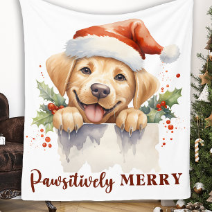 Labrador Retriever Santa Puppy Dog Weihnachten Fleecedecke