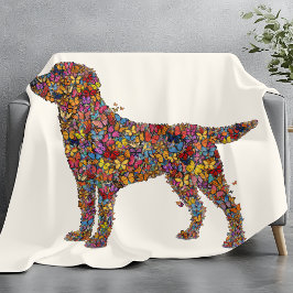Labrador Retriever Schmetterling Silhouette | Dog  Fleecedecke