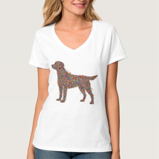 Labrador Retriever Schmetterling Silhouette Hunde  T-Shirt (Vorderseite)