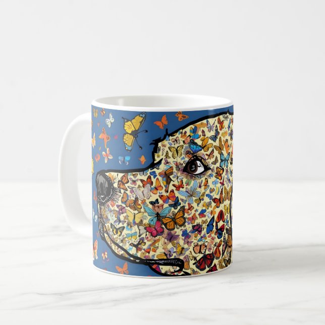 Labrador Retriever Schmetterlings-Hundekunst | Gel Kaffeetasse (Vorderseite Links)