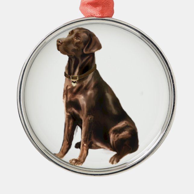 Labrador Retriever - Schokolade 1 Ornament Aus Metall (Vorne)