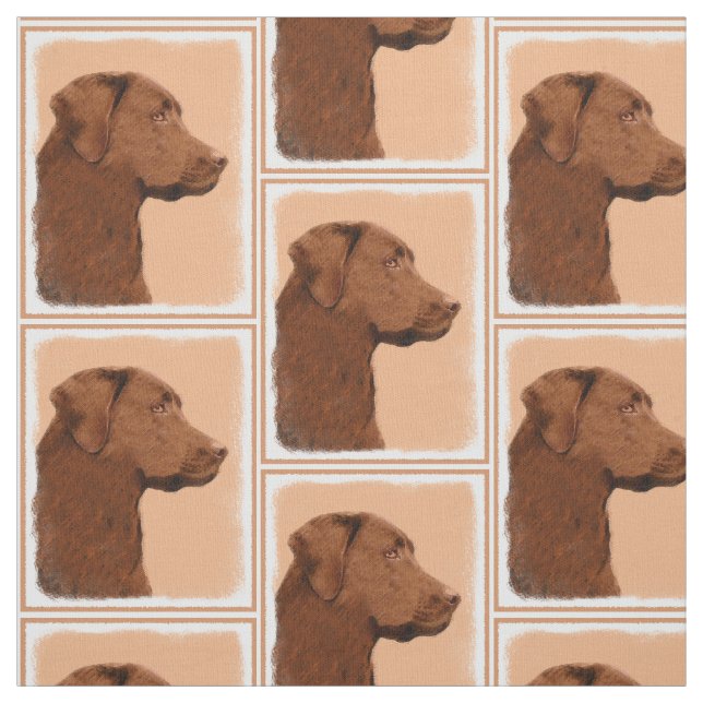 Labrador retriever (Schokolade) malend - Stoff (Muster)