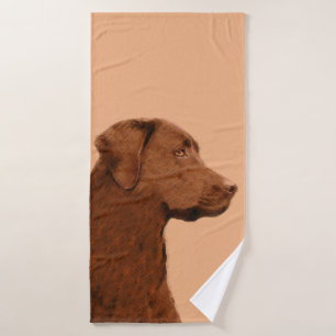 Labrador Retriever (Schokolade) Malerei - Hundekun Badhandtuch Set