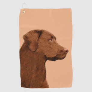 Labrador Retriever (Schokolade) Malerei - Hundekun Golfhandtuch