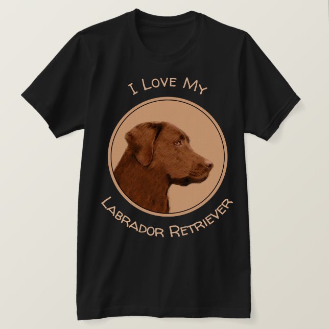 Labrador Retriever (Schokolade) Malerei - Hundekun T-Shirt (Design vorne)