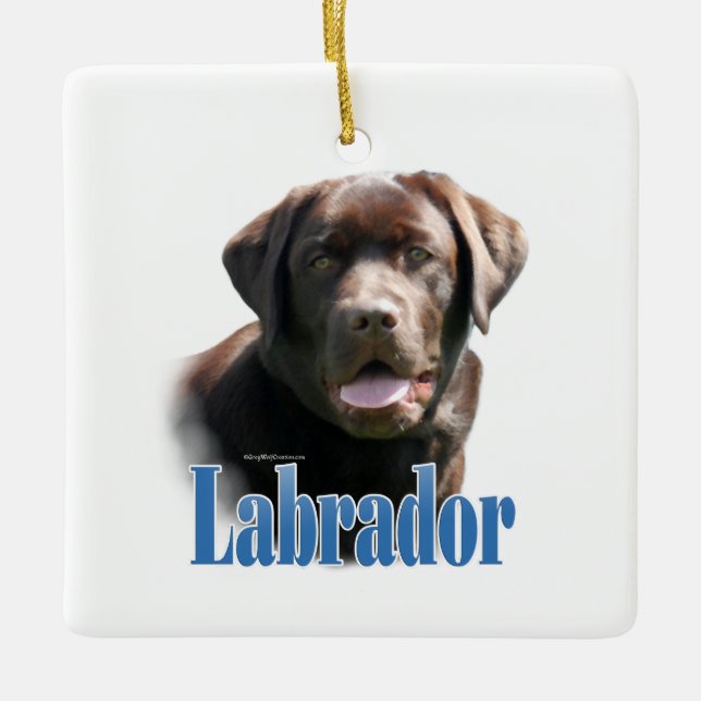 Labrador Retriever (Schokolade) Name Keramikornament (Vorderseite)