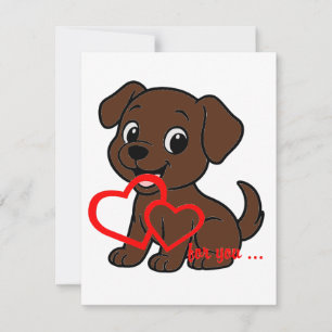 Labrador Retriever Schokolade Valentinstag Cartoon Mitteilungskarte