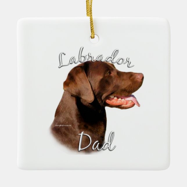 Labrador Retriever (Schokolade) Vater 2 Keramikornament (Vorderseite)
