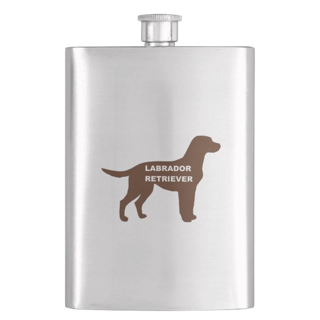 Labrador Retriever Schokoladenname Farbe Silo Flachmann (Vorderseite)