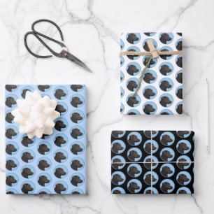 Labrador Retriever Schwarz Malerei Originale Hunde Geschenkpapier Set