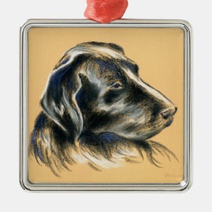 Labrador Retriever - Schwarze Dog Pastel Zeichnend Ornament Aus Metall
