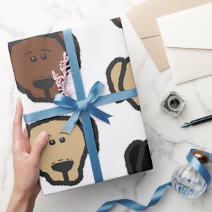 Labrador Retriever Self Cartoon Kopf alle Farben Geschenkpapier