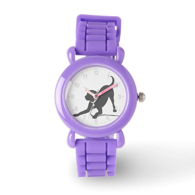 Labrador Retriever-Silhouette Armbanduhr (Vorderseite)