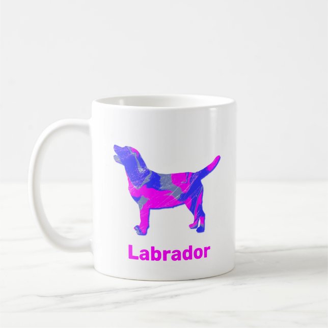 Labrador Retriever Silhouette Crazy Hot Pink Kaffeetasse (Links)