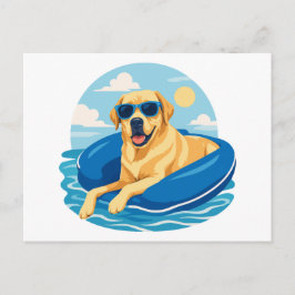 Labrador Retriever Sommerboot-Abenteuer Postkarte