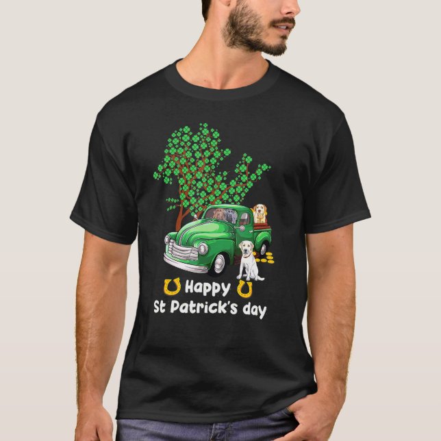 Labrador Retriever St Patricks Day Truck Kleeblatt T-Shirt (Vorderseite)