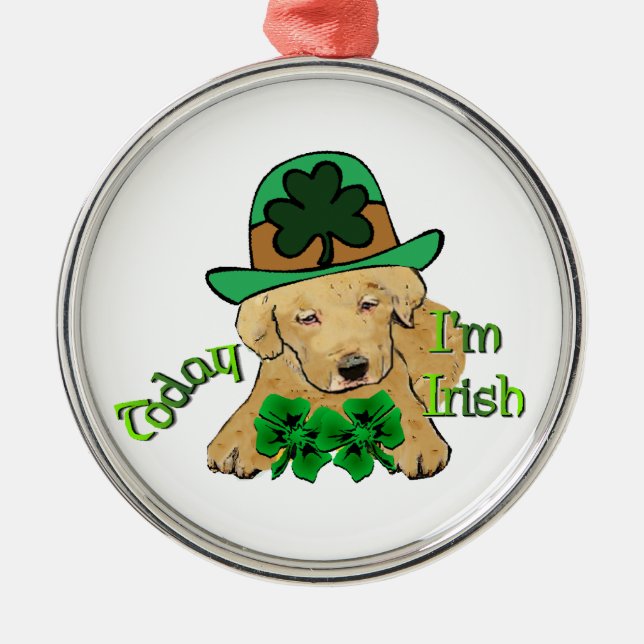 Labrador Retriever St Pattys Silbernes Ornament (Vorne)