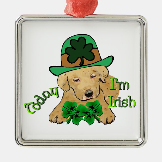 Labrador Retriever St Pattys Silbernes Ornament (Vorne)