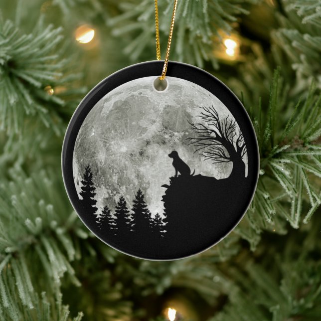 Labrador Retriever Stand on Mountain Halloween Keramik Ornament (Baum)