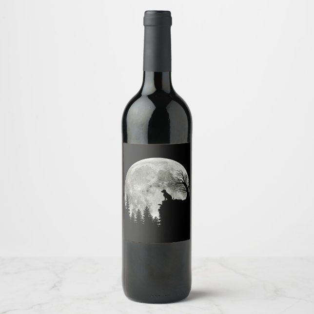 Labrador Retriever Stand on Mountain Halloween Weinetikett (Vorderseite)
