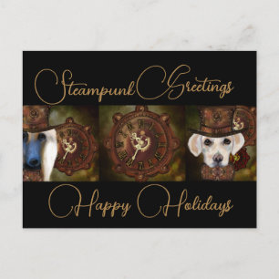 Labrador Retriever Steampunk Feiertagspostkarte
