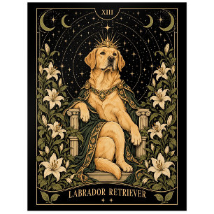 Labrador Retriever, Sternen-Tarot-Kunst Postkarte