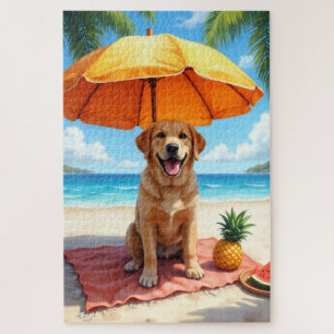 Labrador Retriever Strandentspannungsszene Puzzle