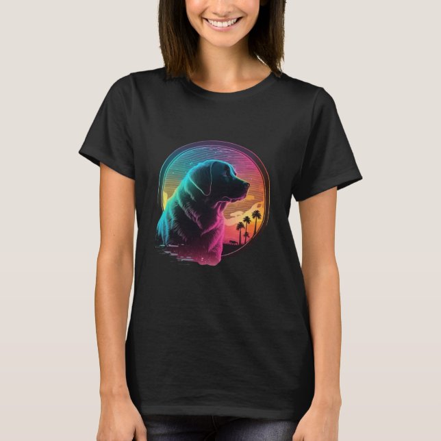 Labrador Retriever Synthwave 80s Retrowave Aesthet T-Shirt (Vorderseite)