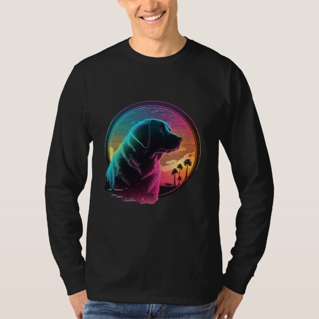 Labrador Retriever Synthwave 80s Retrowave Aesthet T-Shirt (Vorderseite)