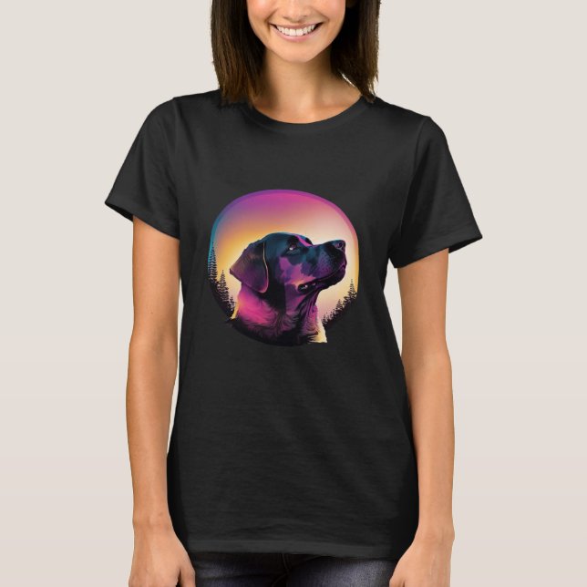 Labrador Retriever Synthwave 80s Retrowave Aesthet T-Shirt (Vorderseite)