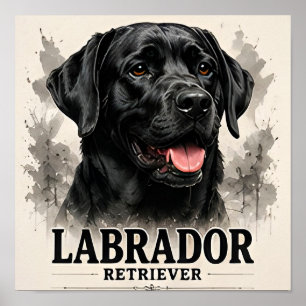 Labrador Retriever Treuer Familienhund Porträt Kun Poster