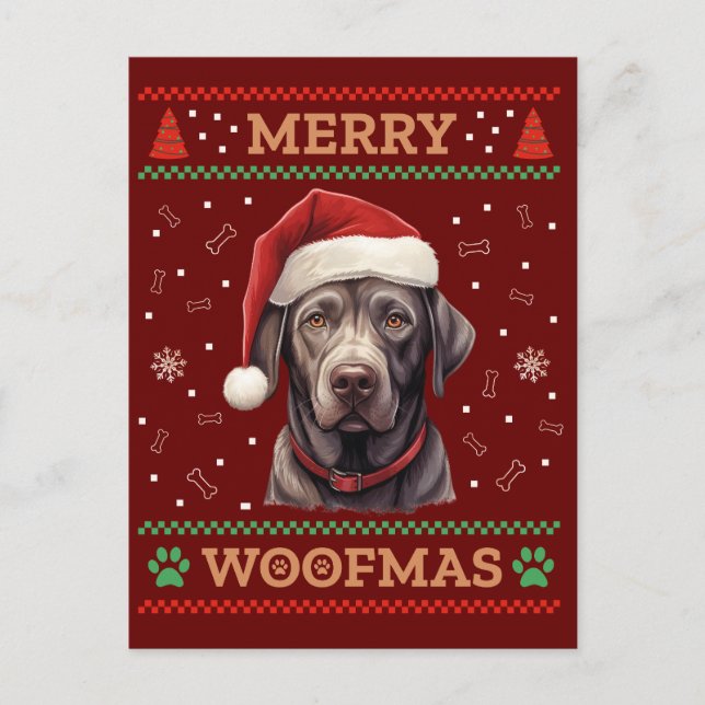 Labrador Retriever Ugly Christmas Postkarte (Vorderseite)