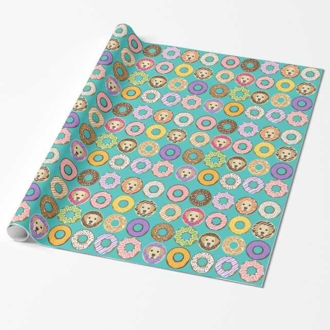 Labrador Retriever und Donuts Wrapping Paper Geschenkpapier (Ungerollt)