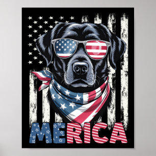 Labrador Retriever USA-Flagge Merica patriotischer Poster