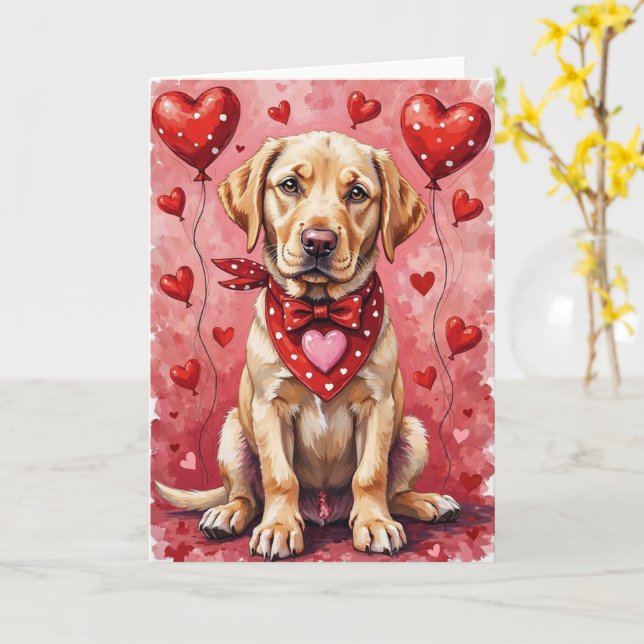 Labrador Retriever Valentine’s Day Dog with Hearts Karte (Gelbe Blume)
