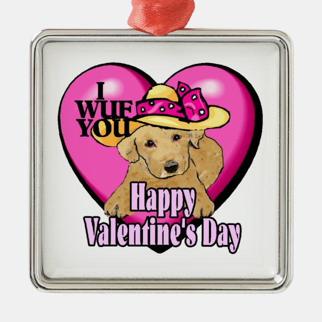 Labrador Retriever Valentinstag Ornament Aus Metall (Vorne)