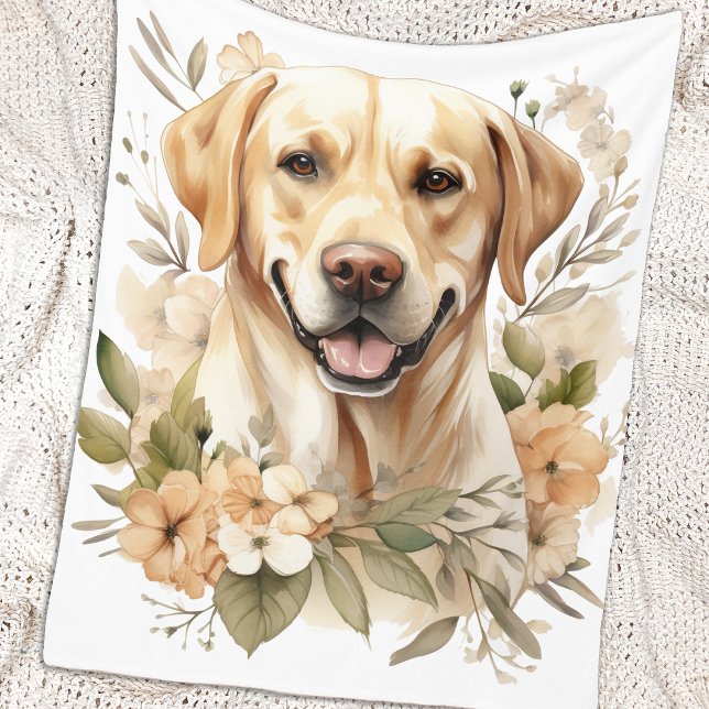 Labrador Retriever Vintag Floral Dog Lover Fleecedecke (Von Creator hochgeladen)