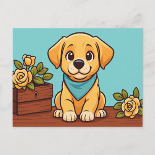 Labrador Retriever Vintage Süßes Welpen-Hund-Portr Feiertagspostkarte