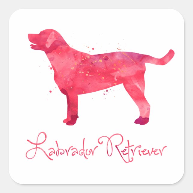 Labrador Retriever Watercolor Design Quadratischer Aufkleber (Vorderseite)