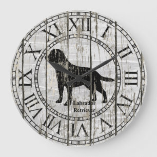 Labrador Retriever Weathered Wood Große Wanduhr