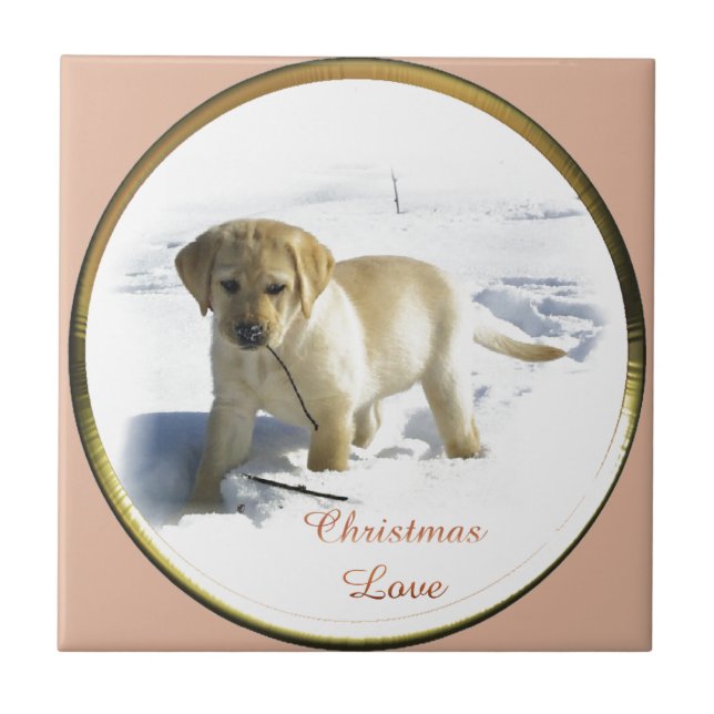 Labrador Retriever Weihnachten Fliese (Vorderseite)