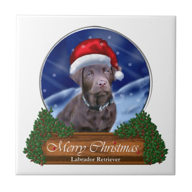 Labrador Retriever Weihnachten Fliese (Vorderseite)