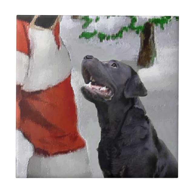 Labrador Retriever Weihnachten Fliese (Vorderseite)