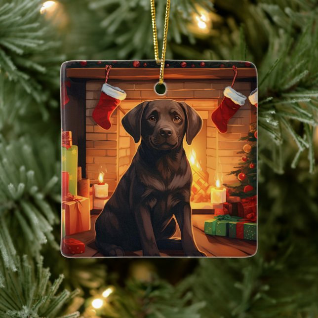 Labrador Retriever Weihnachten, Hangdekoration Keramikornament (Baum)