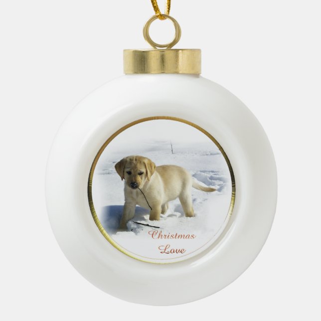 Labrador Retriever Weihnachten Keramik Kugel-Ornament (Vorderseite)