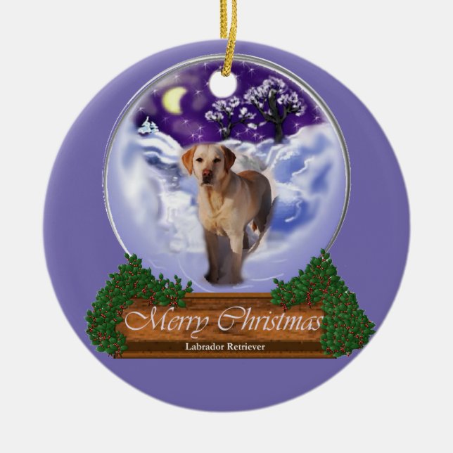 Labrador Retriever Weihnachten Keramikornament (Vorne)
